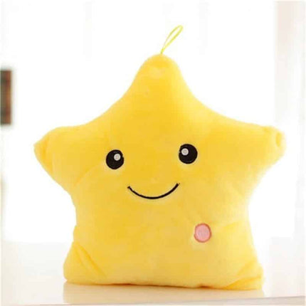 Cuscino peluche luminoso a stella giallo