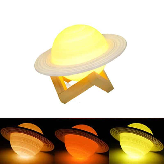 Lampada 3D pianeta Saturno con supporto
