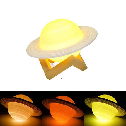 Lampada 3D pianeta Saturno con supporto
