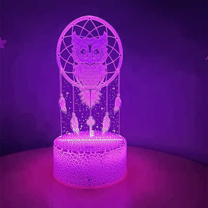 Lampada 3D LED gufo acchiappasogni