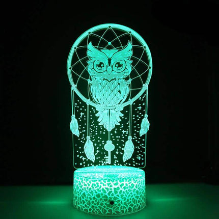 Lampada 3D LED gufo acchiappasogni