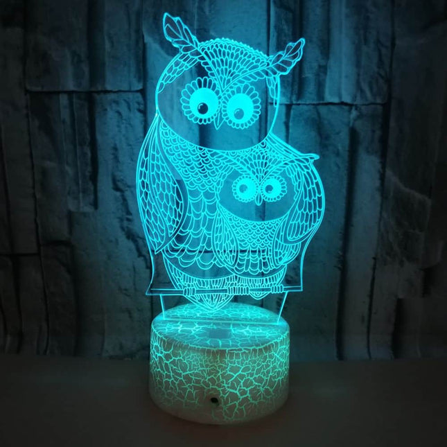 Lampada 3D LED gufo con piccolo