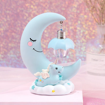 Luce notturna luna e unicorno bambini