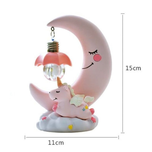 Luce notturna luna e unicorno bambini