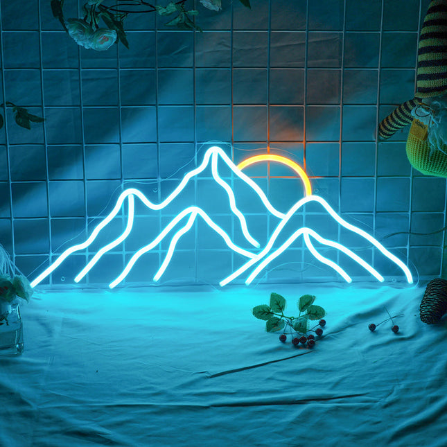 Insegna neon montagna LED blu