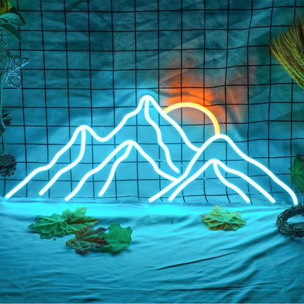 Insegna neon montagna LED blu