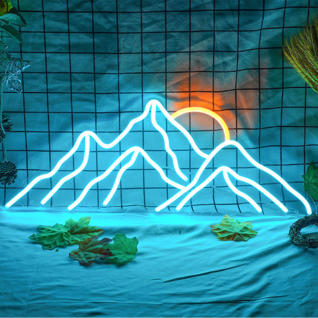 Insegna neon montagna LED blu