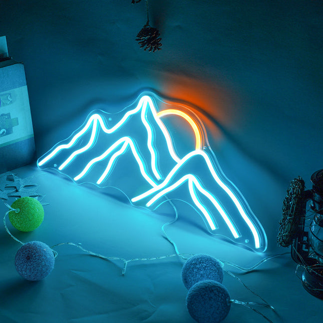 Insegna neon montagna LED blu