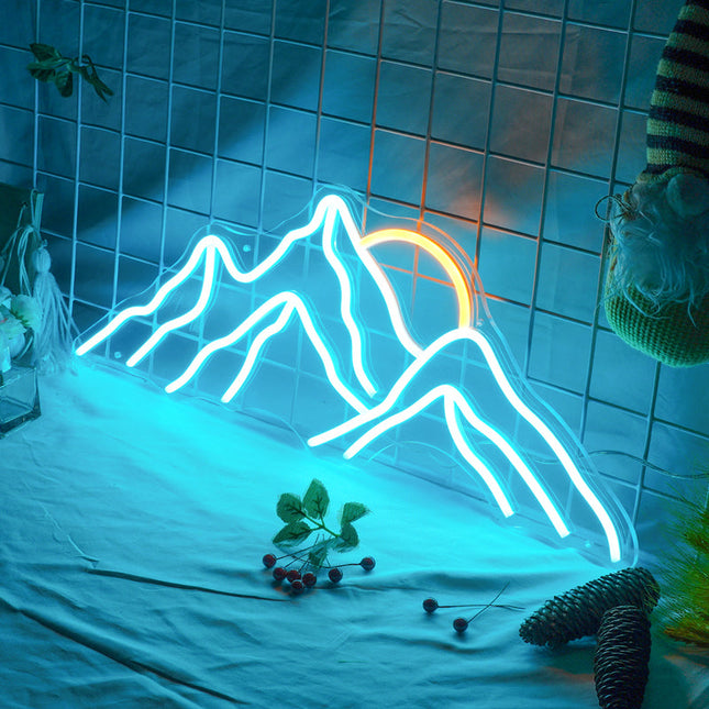 Insegna neon montagna LED blu