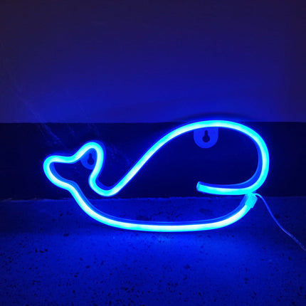 Luce neon a forma di balena