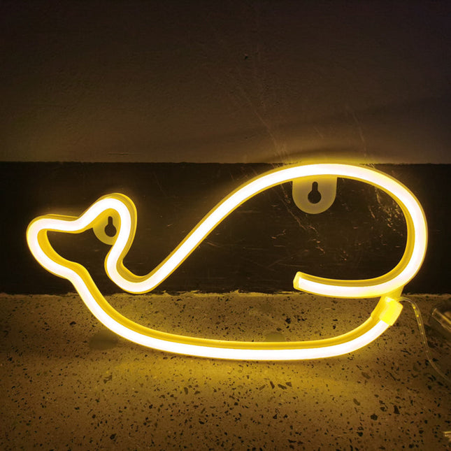 Luce neon a forma di balena
