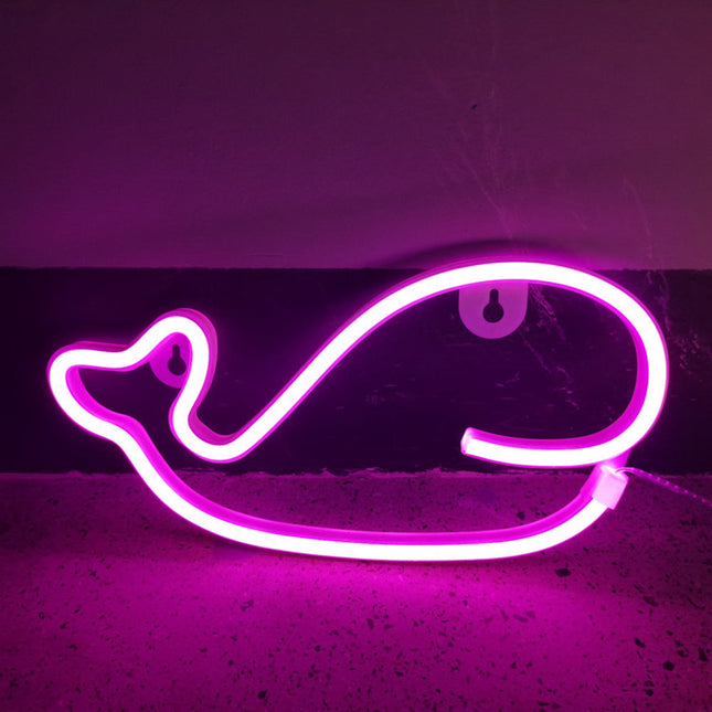 Luce neon a forma di balena