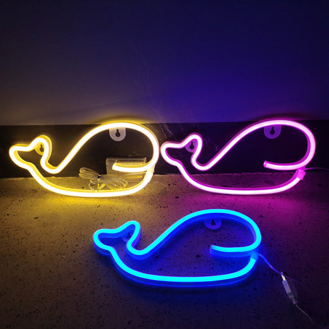 Luce neon a forma di balena