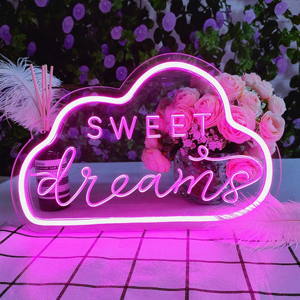 Insegna neon nuvola "Sweet Dreams"