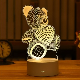 Lampada 3D illusione ottica orsetto
