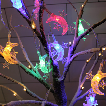 Catena luminosa LED con lune e stelle