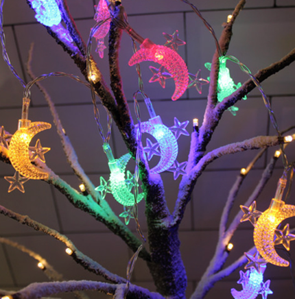 Catena luminosa LED con lune e stelle