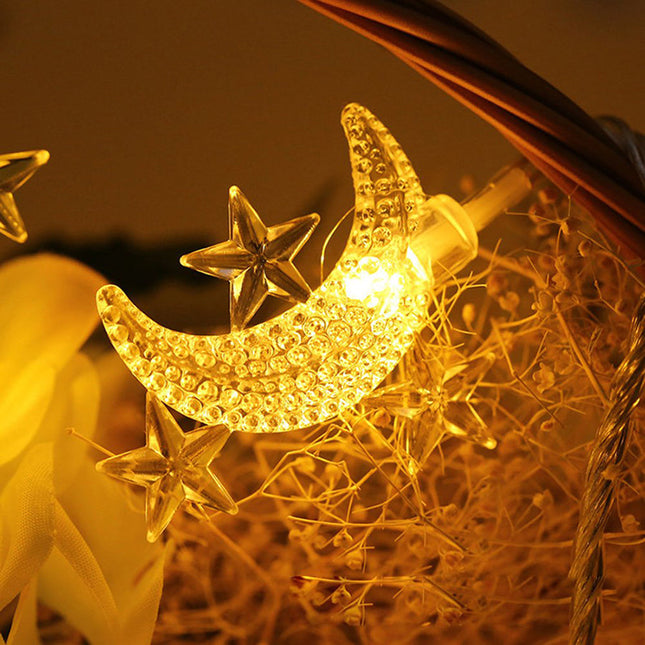 Catena luminosa LED con lune e stelle