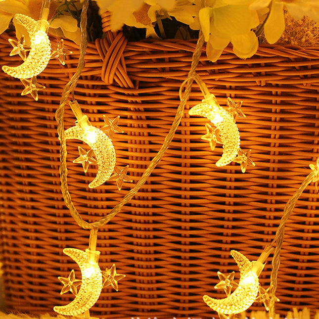 Catena luminosa LED con lune e stelle