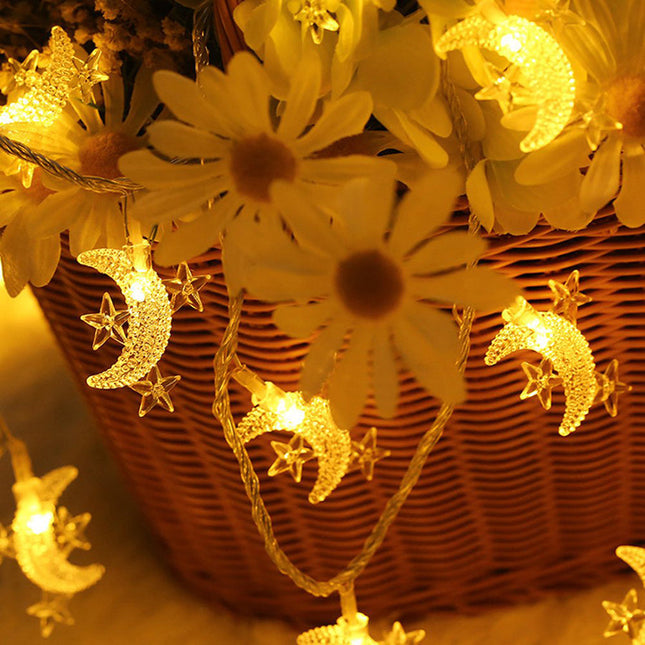 Catena luminosa LED con lune e stelle