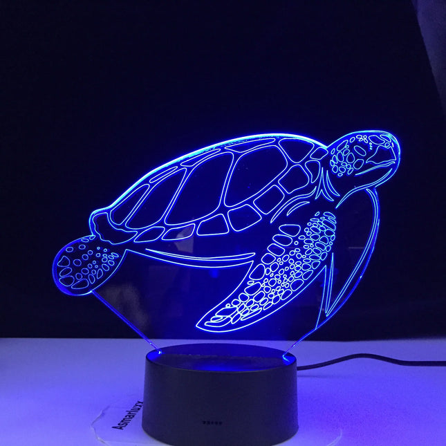 Lampada 3D tartaruga con controllo touch
